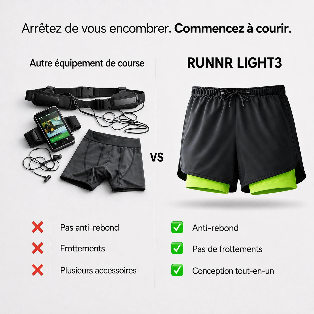 RUNNR LIGHT3 - Shorts de running 2-en-1