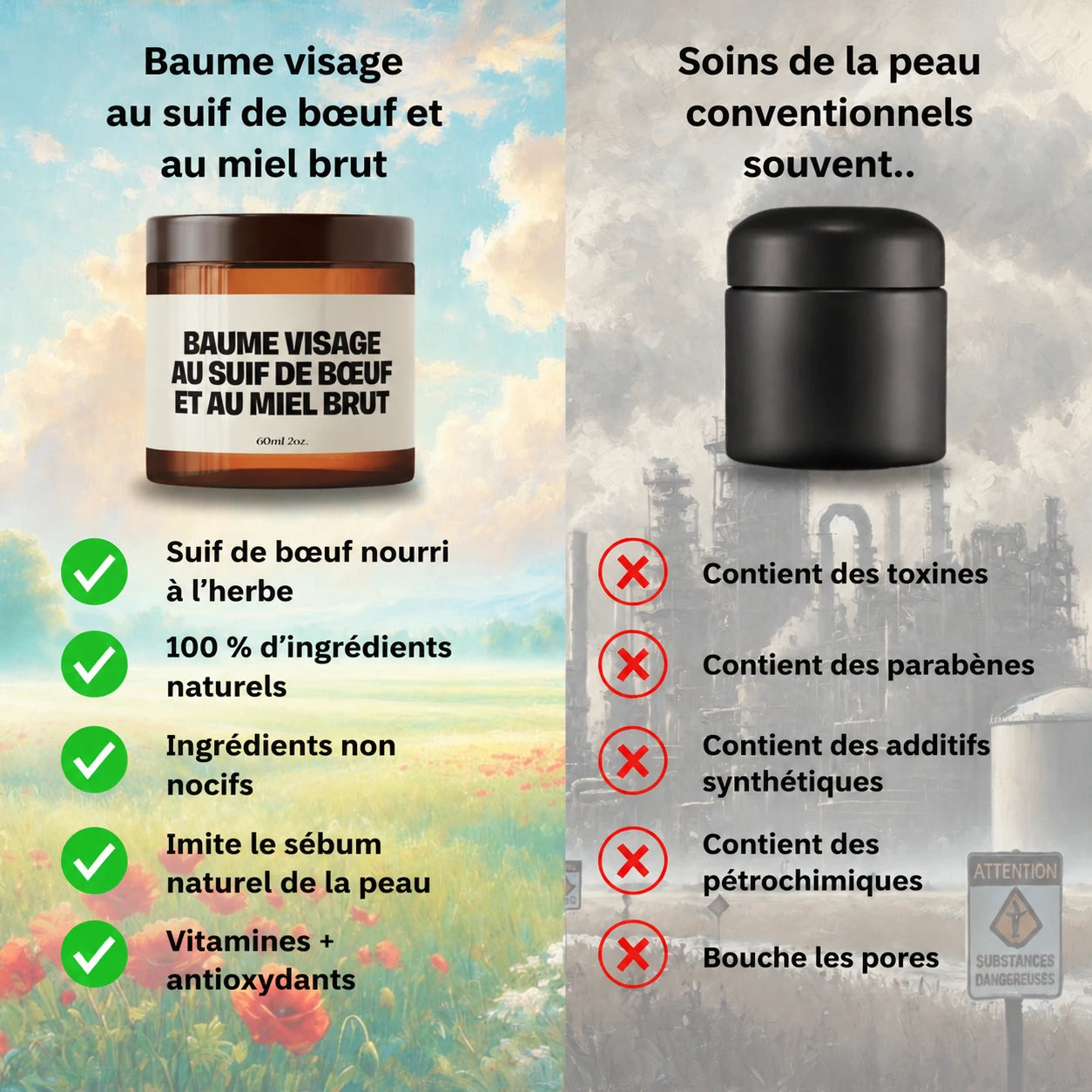 Baume Visage au Suif & Miel Brut
